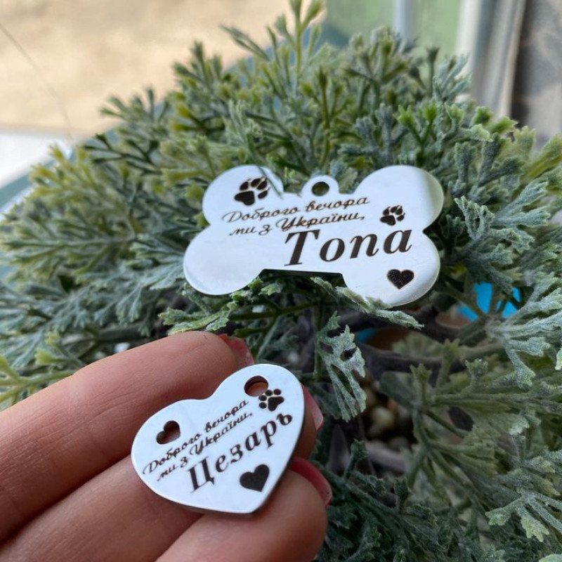 Адресник кісточка з гравіюванням для собаки