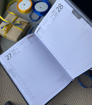 Сірий блокнот з металевою ручкою під замовлення. Служба безпеки України