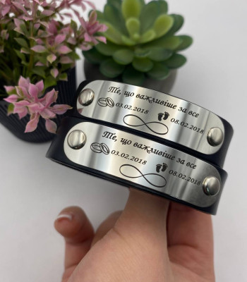 Парні браслети до Дня закоханих у подарунковій коробці. Шкіра Преміум якість!