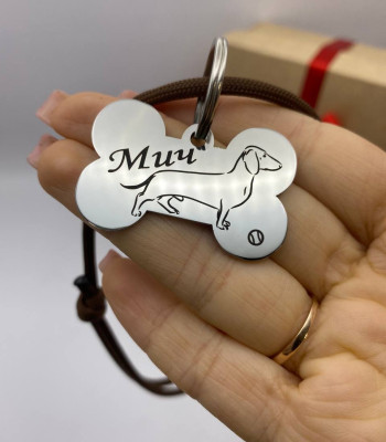 Адресник кісточка з гравіюванням для собаки