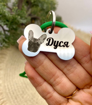 Адресник кісточка з гравіюванням для собаки