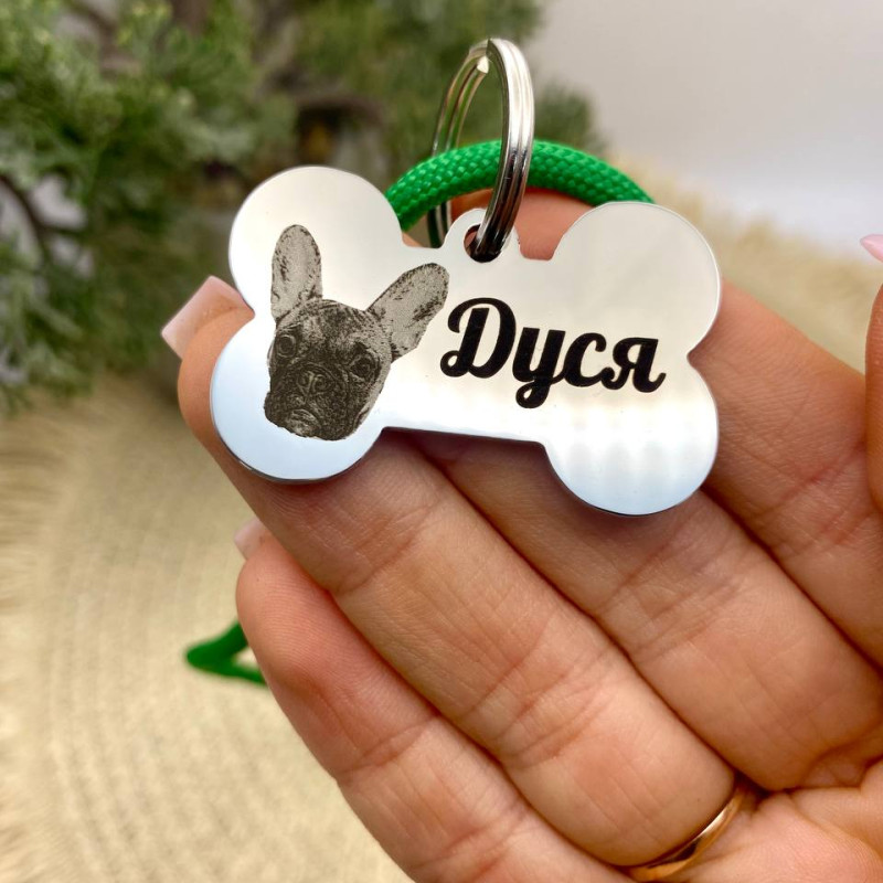 Адресник кісточка з гравіюванням для собаки