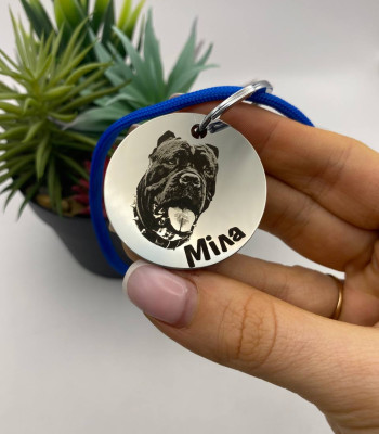 Адресник з фото для песика або котика. Якісний метал + глибоке гравіювання