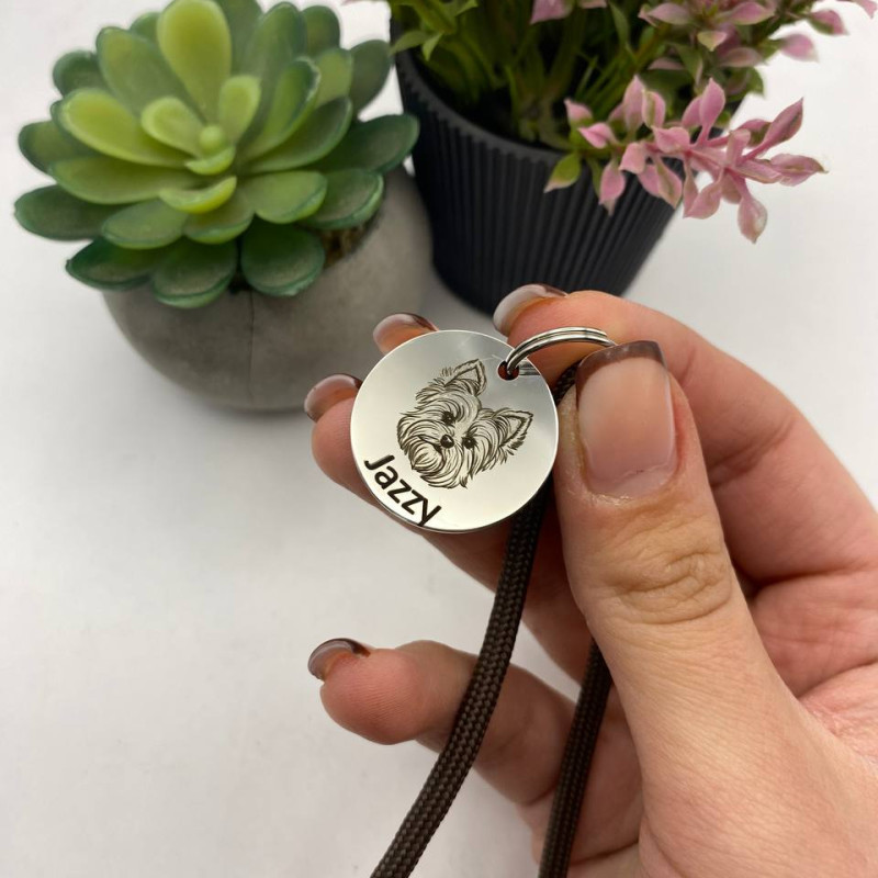 Адресник з фото для песика або котика. Якісний метал + глибоке гравіювання