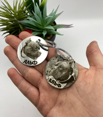 Адресник з фото для песика або котика. Якісний метал + глибоке гравіювання