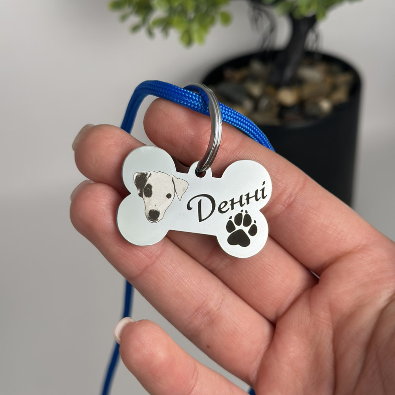 Адресник з фото для песика або котика. Якісний метал + глибоке гравіювання