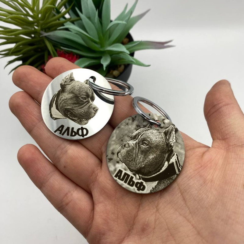 Адресник з фото для песика або котика. Якісний метал + глибоке гравіювання